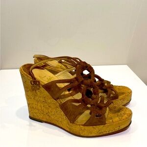 Christian Louboutin Wedge Slingback
Sandals 8.5 Red Sole Cork Adjustable
Strap